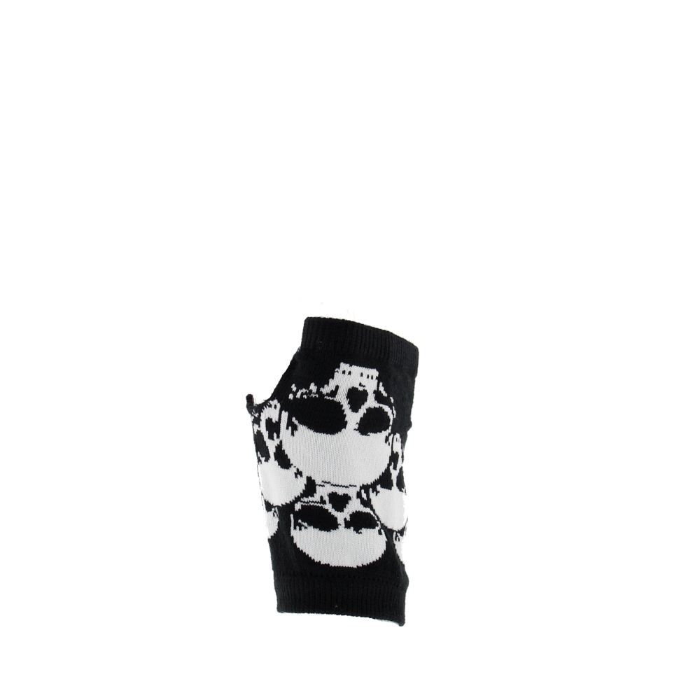Zac's Alter Ego - Skull Print Wrist Length Vingerloze handschoenen - Zwart/Wit